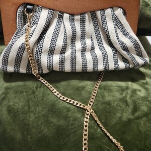 Striped Chain Clutch Bag